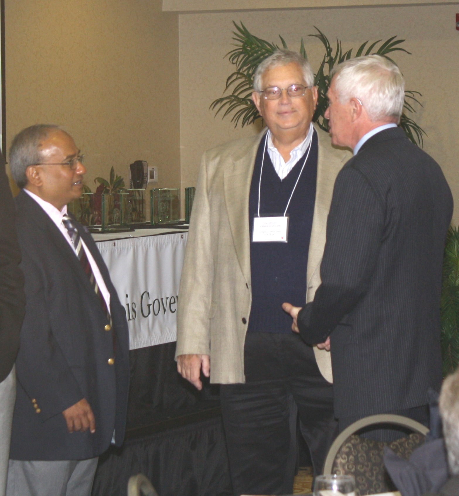 Manohar Kulkarni, former ISTC Director, speaks with past ISTC Director George VanderVelde and Gary Miller Manohar Kulkarni, former ISTC Director, speaks with past ISTC Director George VanderVelde and Gary Miller