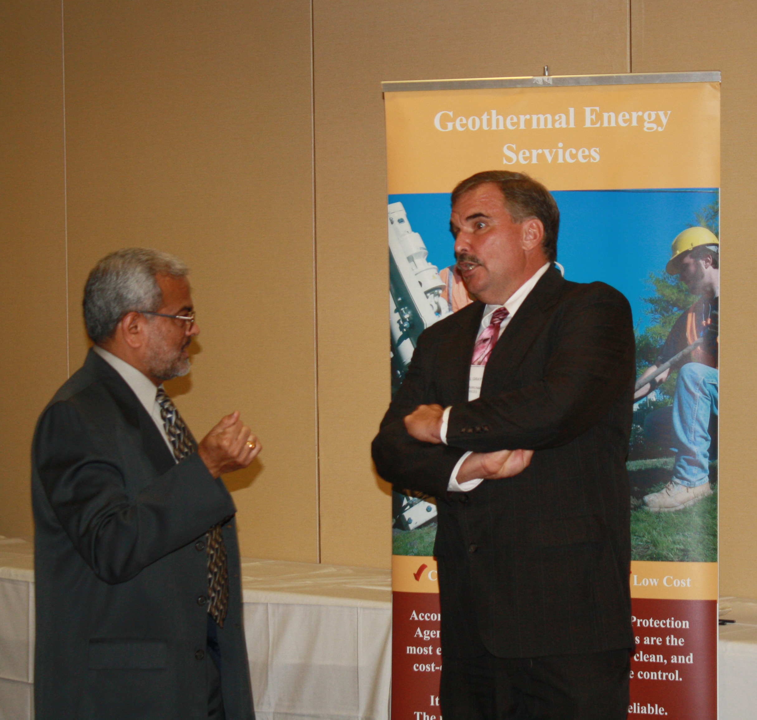 Vinod Patel of ISTC speaks to one of the exhibitors Vinod Patel of ISTC speaks to one of the exhibitors